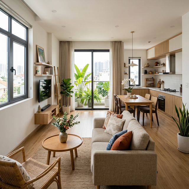 Phòng khách nhà phố tối ưu